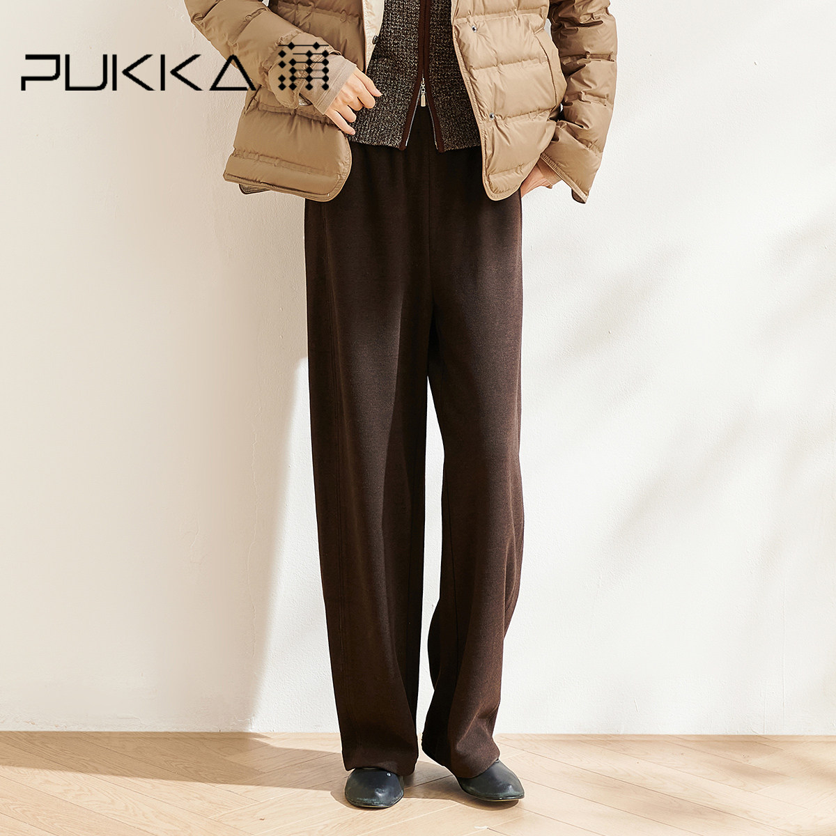 蒲PUKKA 针织直筒高级阔腿长裤冬季新款休闲裤女,女装/女士精品,休闲裤,淘宝优惠券,粉丝福利购,淘宝优惠卷