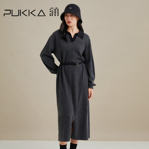 蒲PUKKA 连衣裙秋季新款休闲宽松羊毛针织连衣长裙商场同款