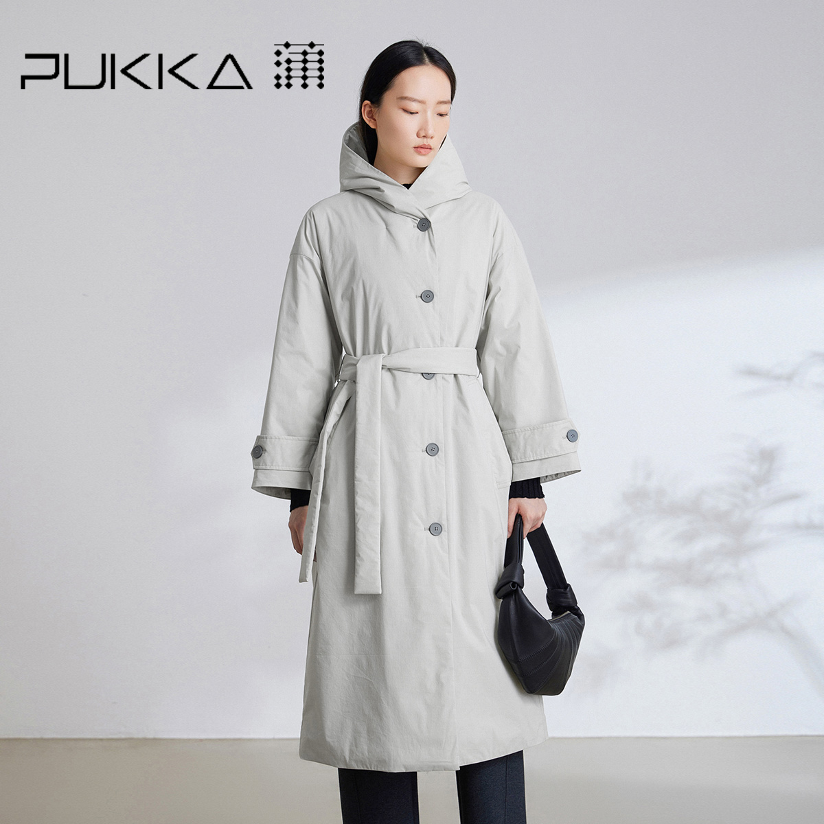 蒲PUKKA中长款连帽棉衣外套