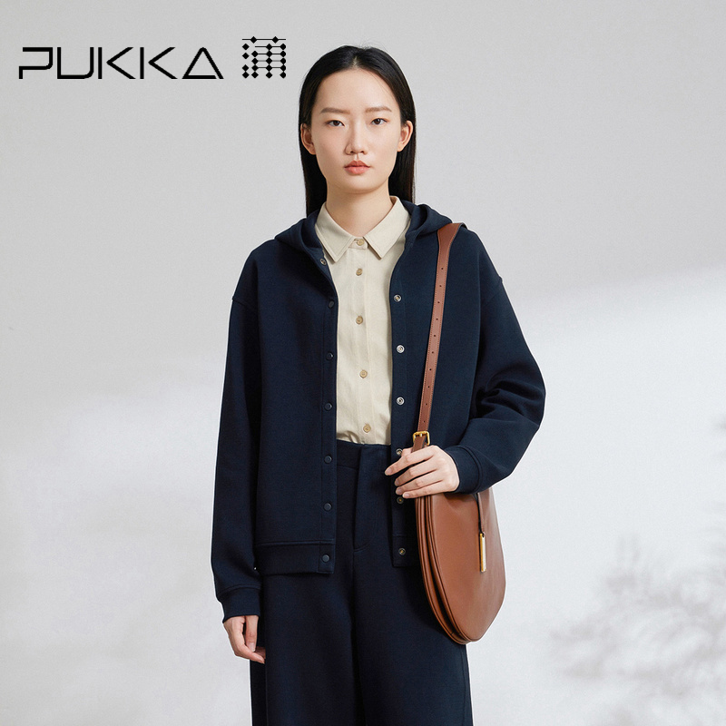 蒲PUKKA针织连帽短外套