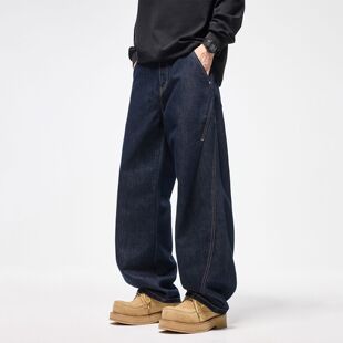 日系Kapital Japan 宽松牛仔裤情侣美式休闲复古百搭潮流弯刀裤子