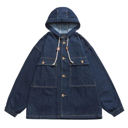 日系复古kapital vintage多口袋牛仔连帽夹克男女cityboy工装外套
