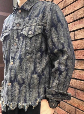 23AW KAPITAL 平田和宏 日系休闲牛仔羽毛流苏破坏长袖夹克外套