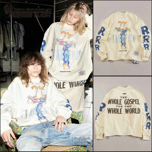 RRR123 x FOG联名款 GOSPEL溶解十字架圆领宽松休闲卫衣男女 长袖