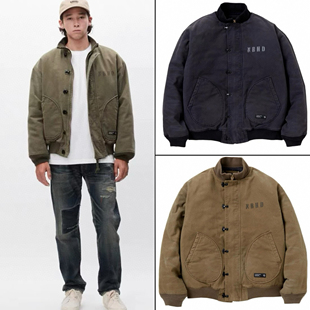 日系NBHD DECK JACKET美式复古水洗做旧立领男女棉衣夹克甲板服潮