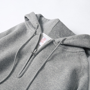 日系复古半拉链卫衣男连帽纯色加绒加厚男女款运动插肩袖帽衫百搭