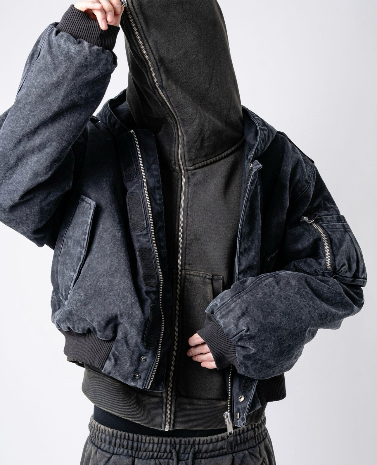 日系美式飞行夹克棉服男女秋冬脏染做旧连帽拉链开衫外套宽松棉衣,男装,夹克,淘宝优惠券,粉丝福利购,淘宝优惠卷