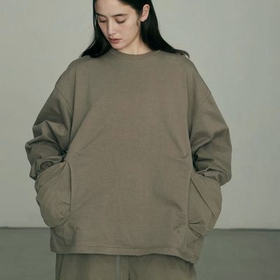 CMF OUTDOOR山系户外机能拼接尼龙口袋长袖T恤宽松纯棉打底衫男女