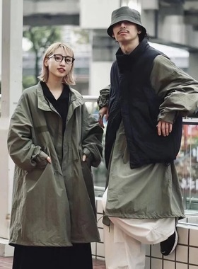 日系复古廓形时尚男女宽松M51军装风长款风衣两件套夹克外套上衣