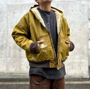 高街 KAMIYA BORO ZIP HOODIE重工染洗破坏拉链连帽外套羊绒男女款