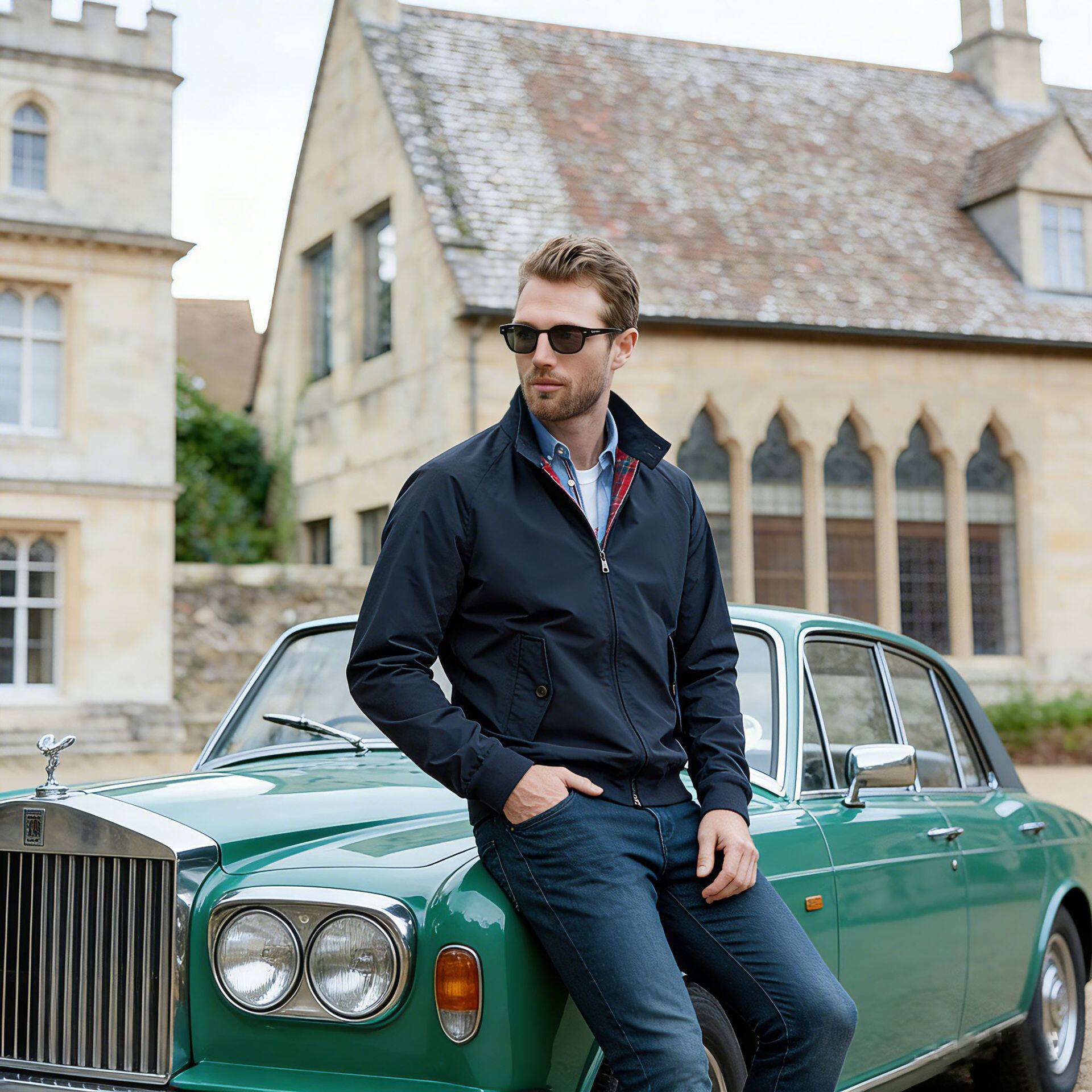 日系复古哈灵顿夹克男美式工装立领短款外套格纹内衬通勤潮牌春款