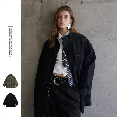 日系STAFFPICK高级感复古军事风衣中长款潮男宽松多口袋大衣外套