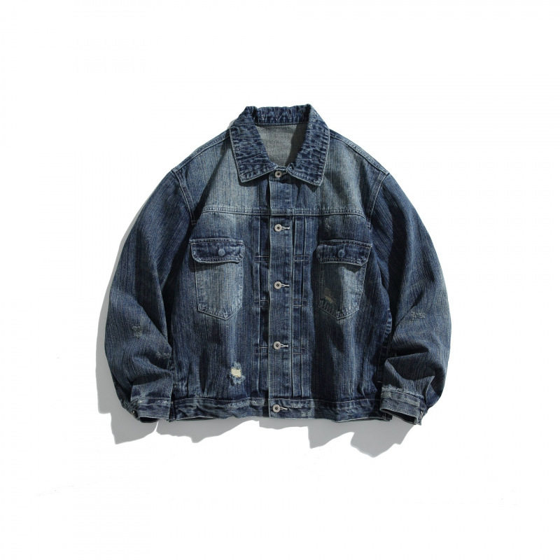 日系2026春季新款复古潮牌水洗破坏牛仔夹克男女美式高街开衫外套