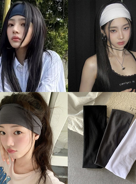 minji金玟池同款针织发带百搭健身束发带简约发绳运动弹力头带女