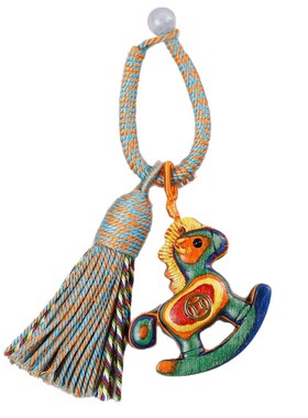 马上有钱木雕小马挂饰汽车钥匙扣包包吊坠平安创意送礼编织绳流苏