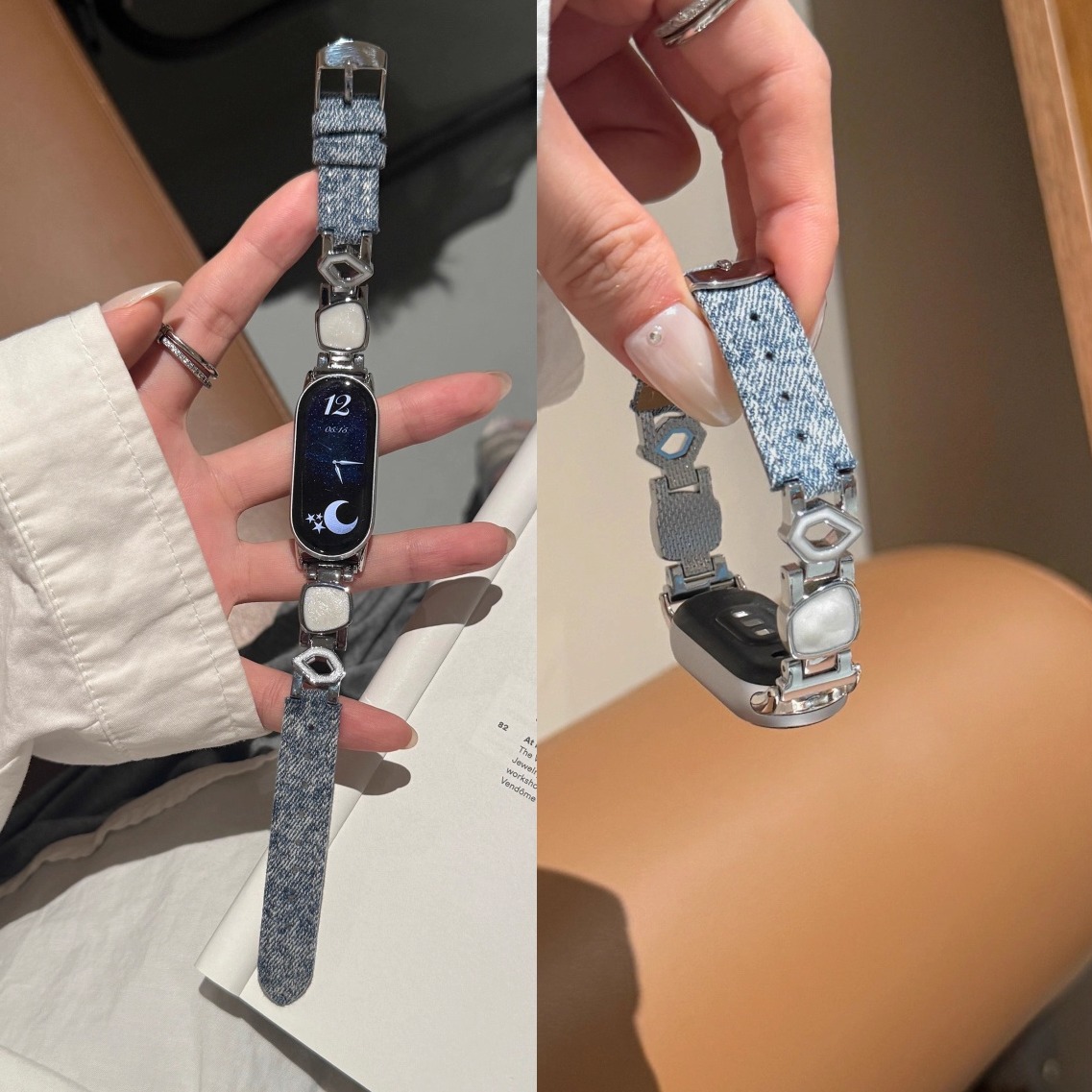 轻奢金属拼牛仔适用小米手环10/9