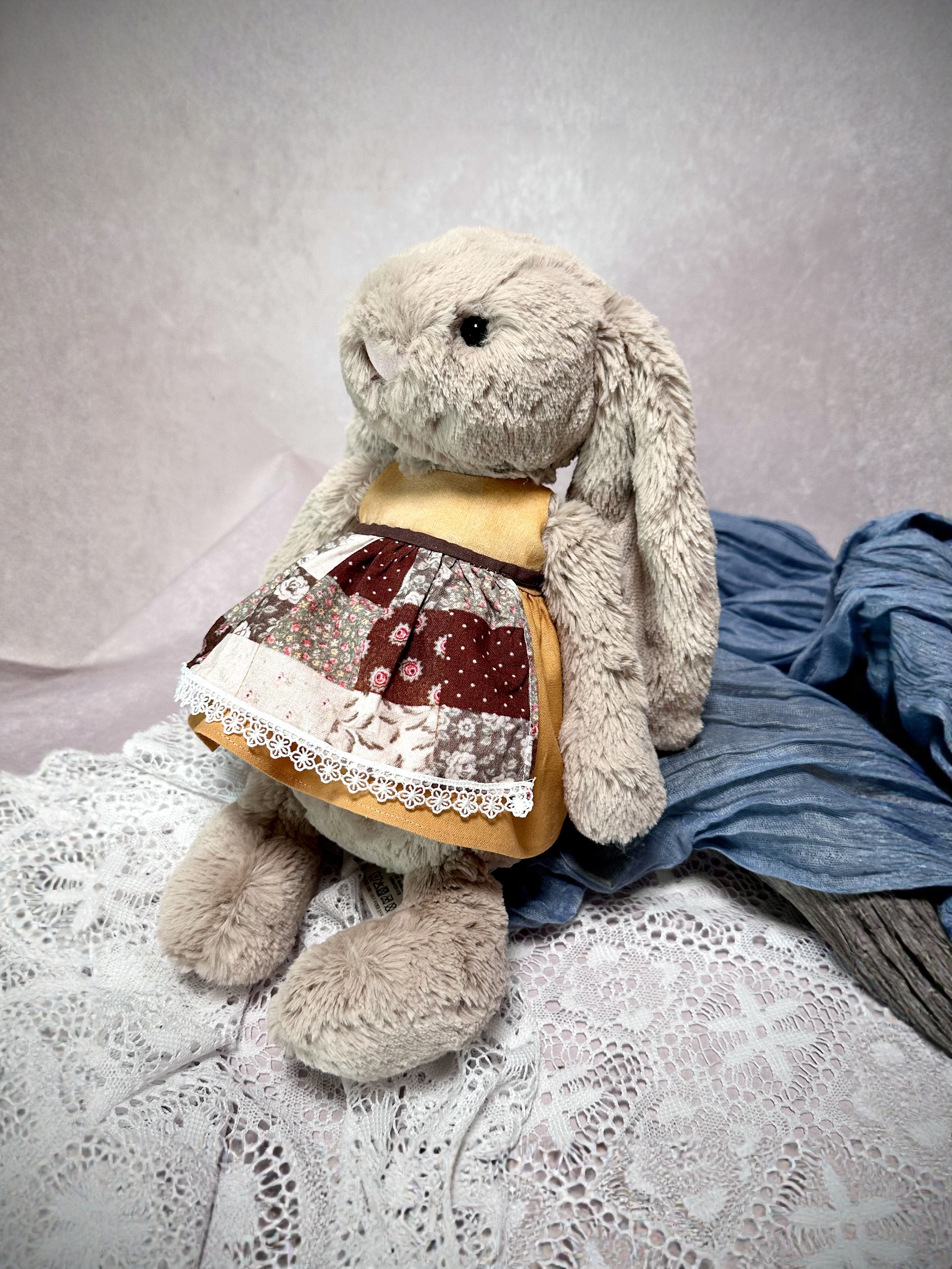 浪漫拼布屋手作可爱兔子娃衣31厘米邦尼兔围裙连衣裙