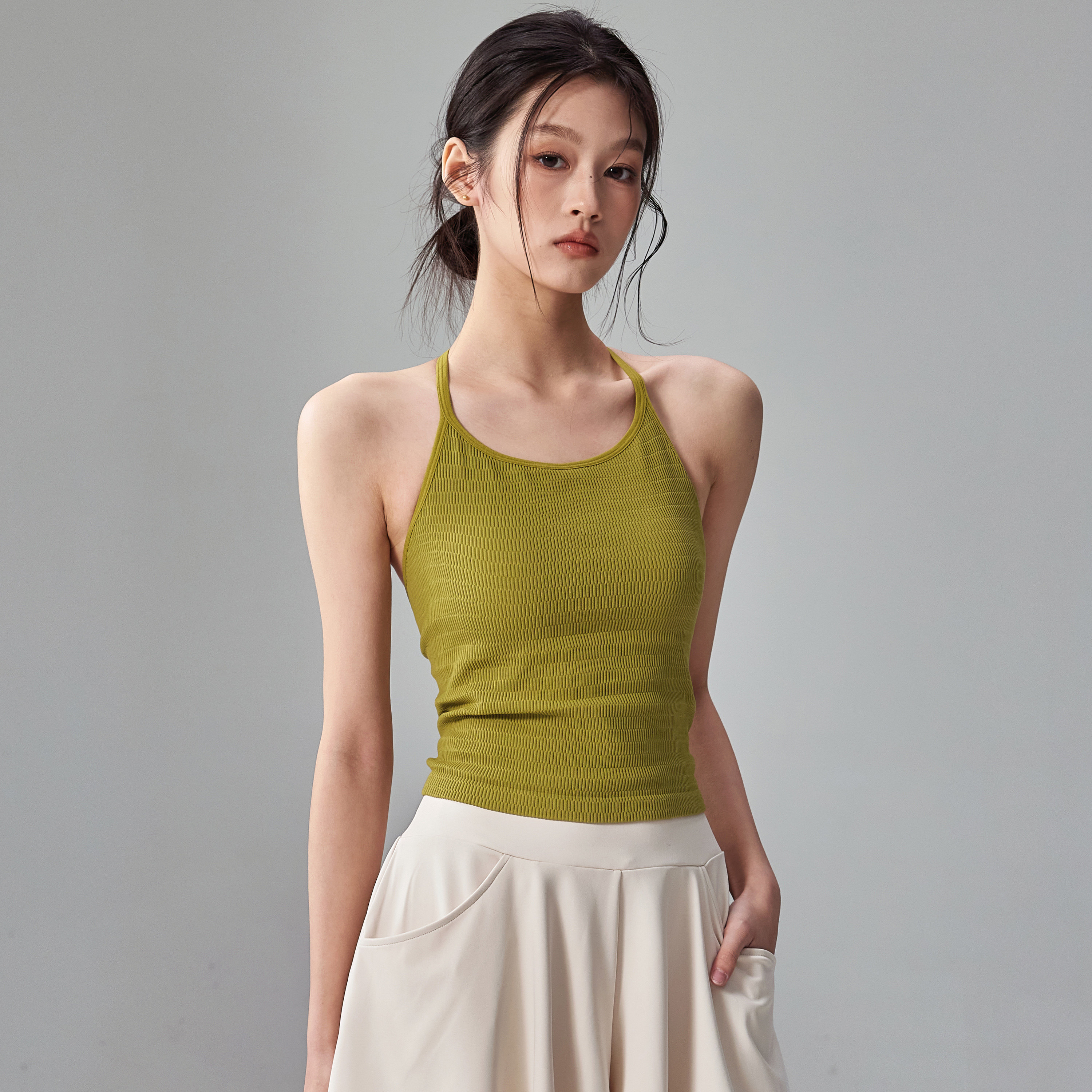 健身女孩防震吊带运动背心一体式美背跑步内衣无袖速干瑜伽服上衣