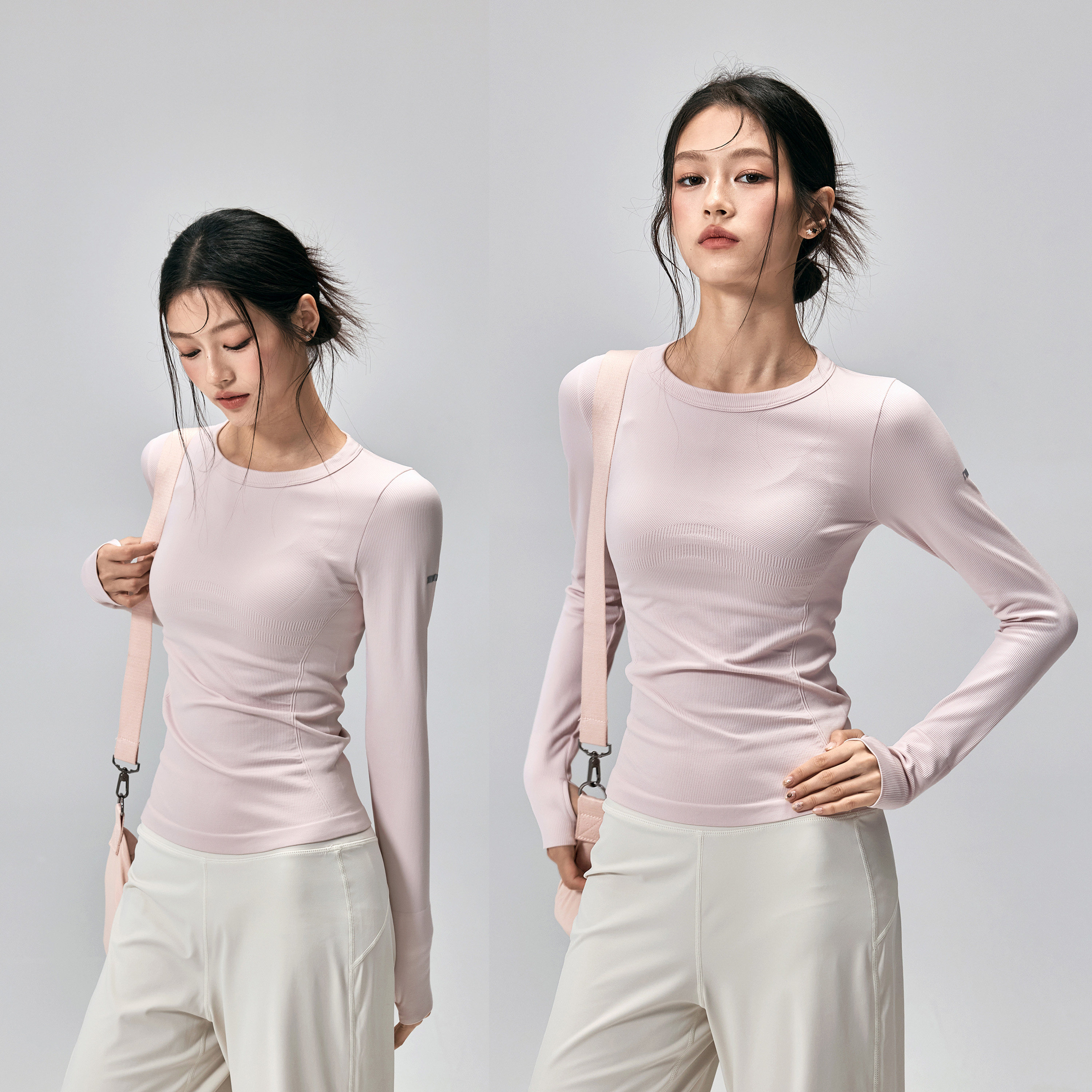 健身女孩秋季新款瑜伽服长袖速干修身户外跑步T恤普拉提运动上衣