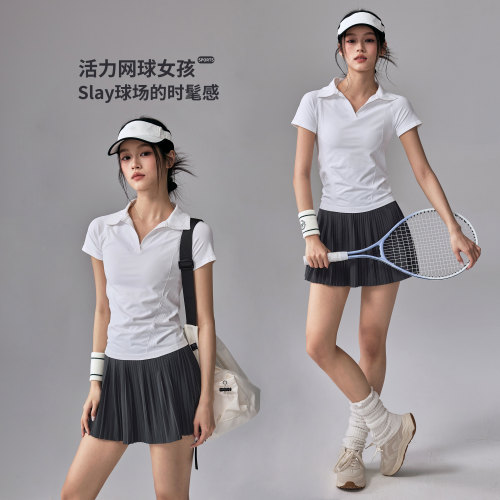 修身polo短袖网球裙瑜伽服套装夏