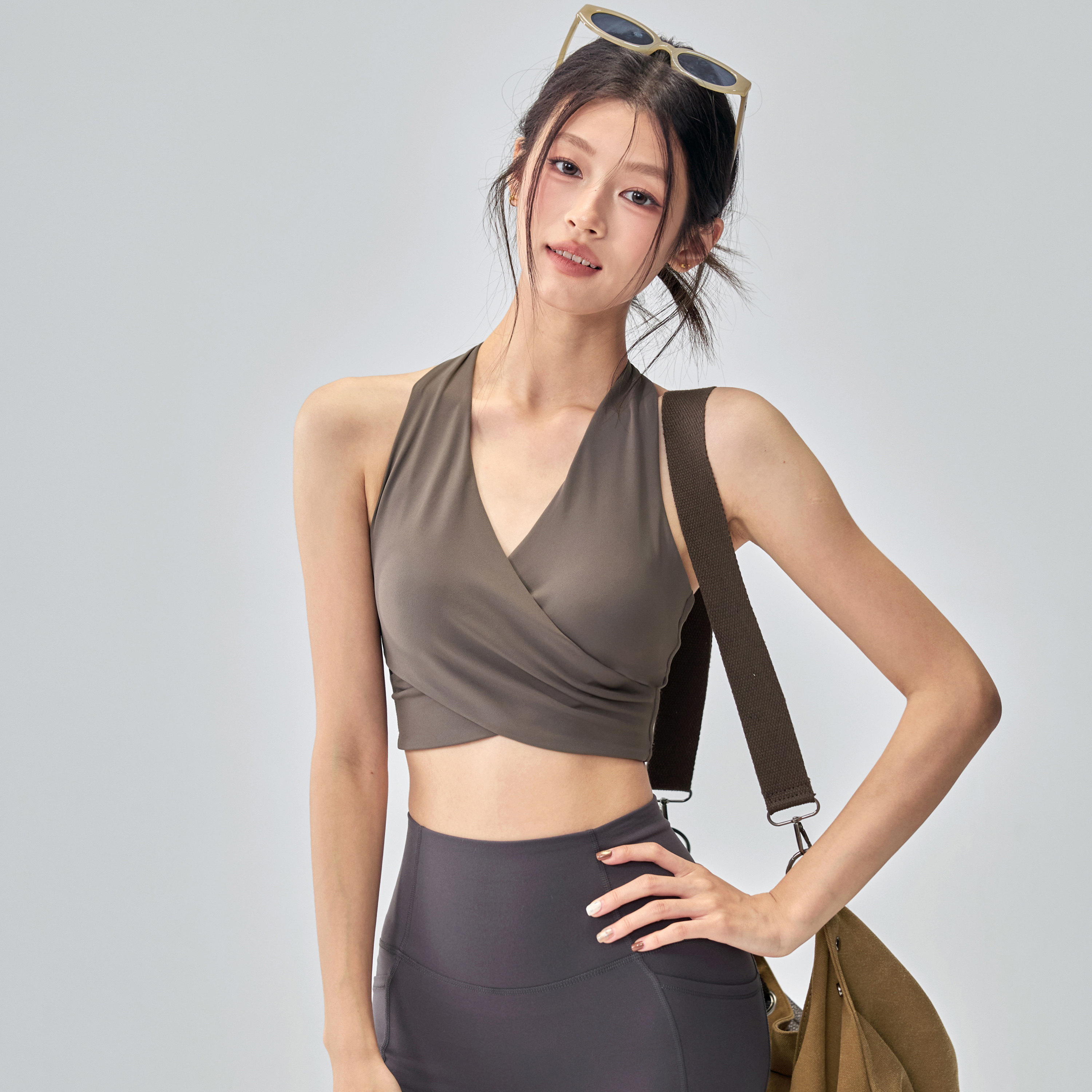 健身女孩一体式运动内衣防震普拉提训练文胸外穿性感美背瑜伽背心