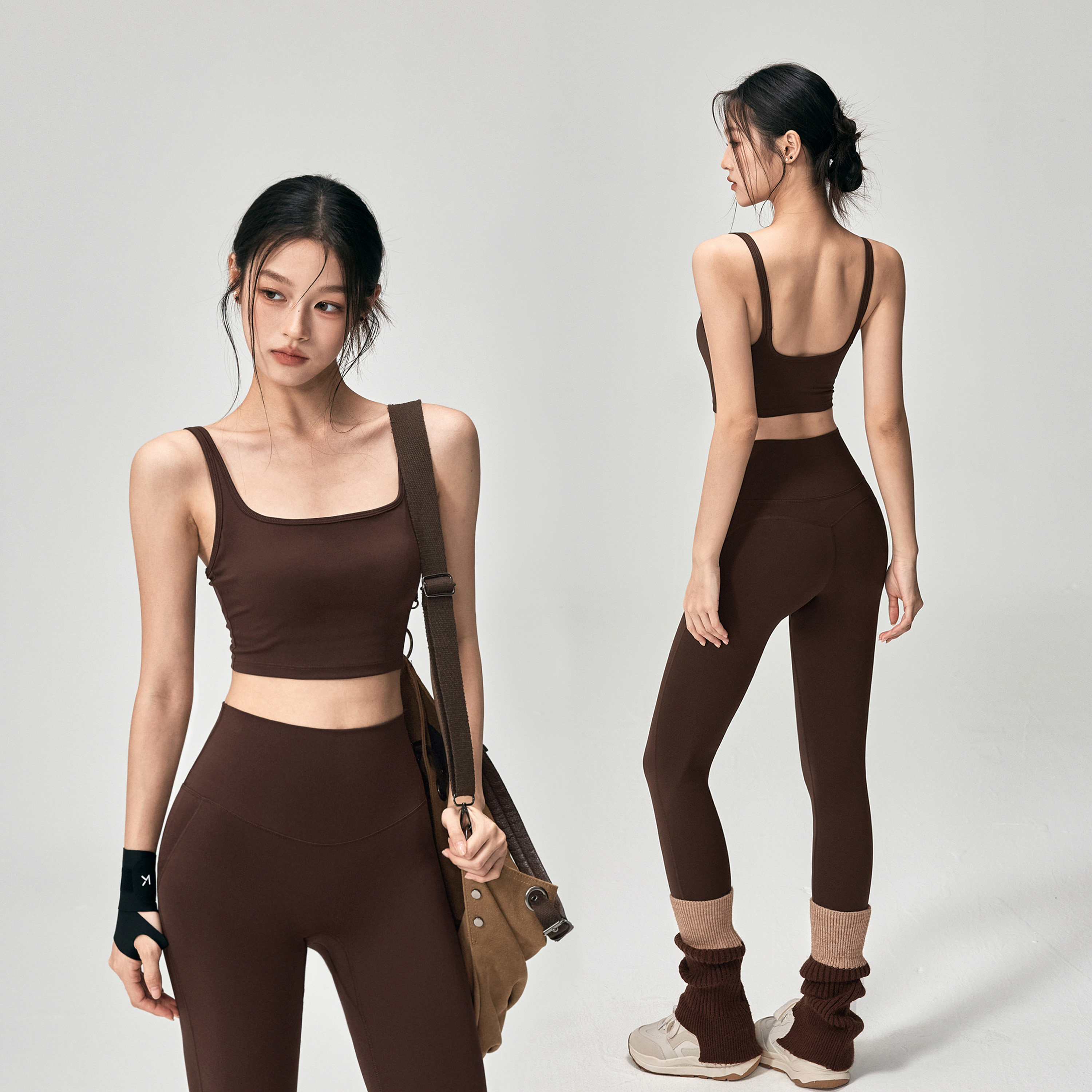 健身女孩美背运动背心带胸垫防震聚拢跑步内衣外穿瑜伽服上衣套装