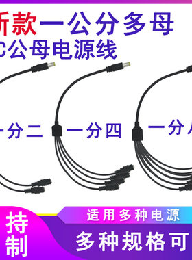 DC头1公分2母电源线一拖八
