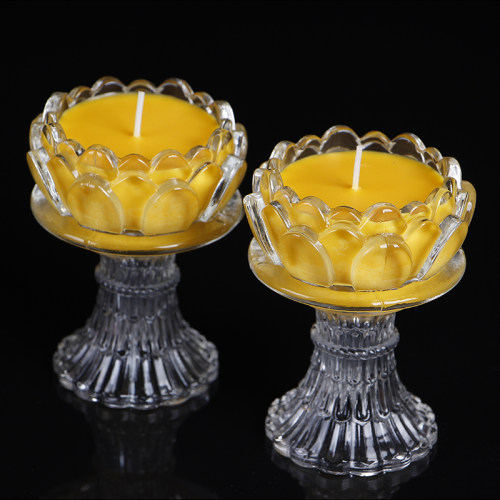 高脚莲花水晶无烟蜡烛酥油灯