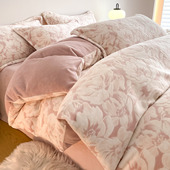 2025秋冬新款 牛奶绒立体亲肤绒浮雕雕花绒四件套