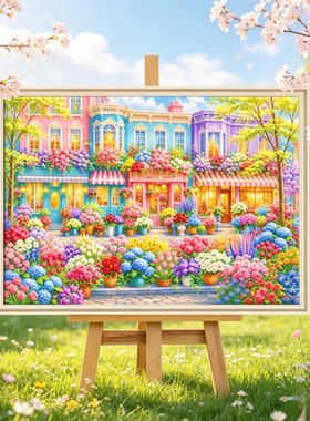 带框钻石画满钻方钻手工贴钻绣欧式卧室客厅风景花园楼房街景新款