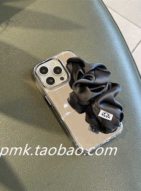 ins小众高级感岩石灰适用iPhone16/15promax镜面手机壳苹果13丝巾腕带补妆镜保护套17pro情侣11新品14设计款x