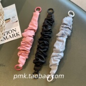 高级感手机挂绳褶皱弹力皮质手提手腕带配饰装 饰防丢高颜值夹片