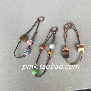 ins复古蜡油串珠手机壳挂链包包车钥匙挂绳airpods壳挂饰品通用女