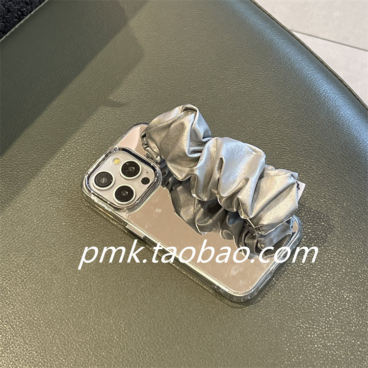 补妆镜面皮质银色褶皱弹力手腕带适用苹果17/16/15promax手机壳iphone13pro小众12高级11时尚14promax保护套,3C数码配件,手机保护套/壳,淘宝优惠券,粉丝福利购,淘宝优惠卷