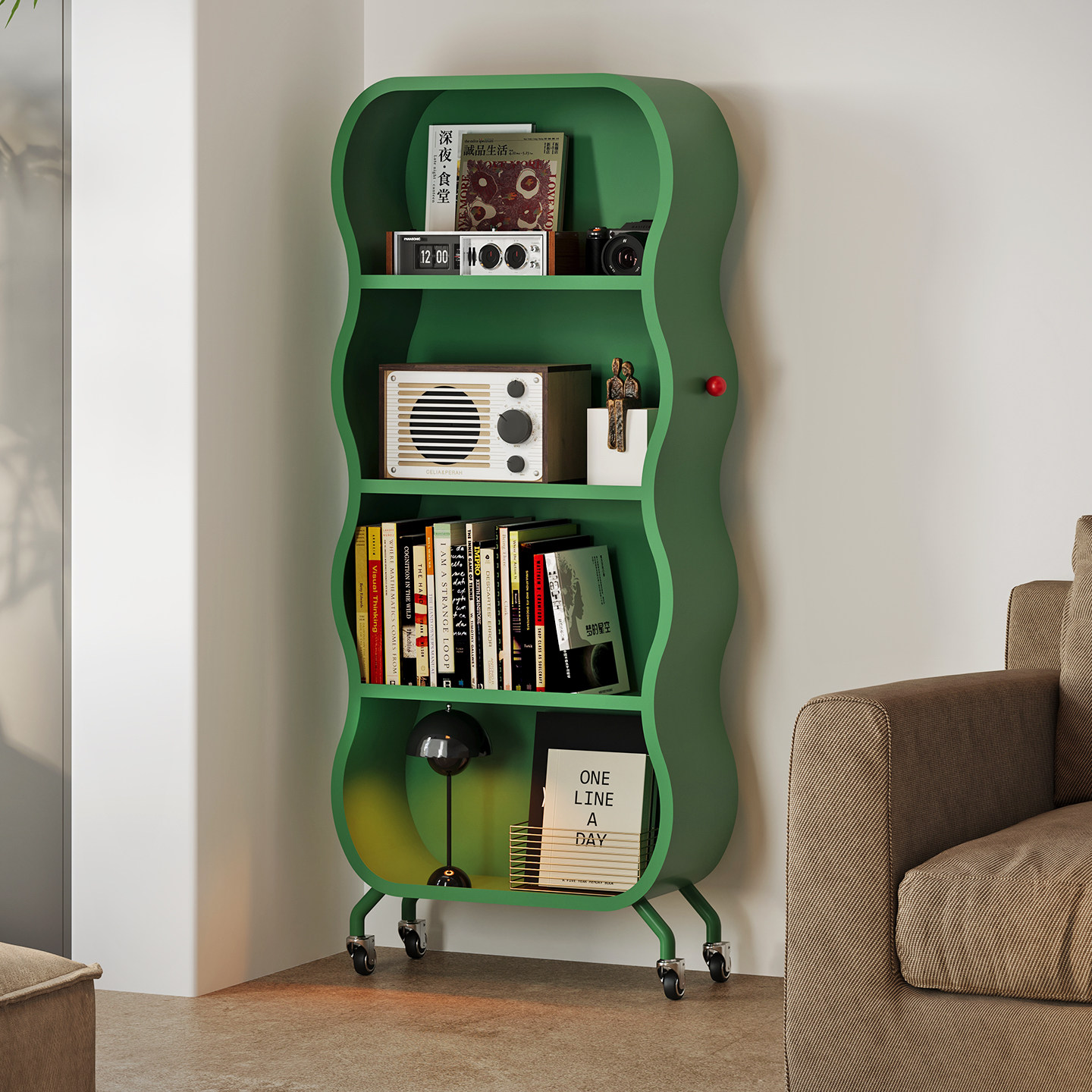 落地书架移动多层收纳架客厅展示架子卧室置物架家用餐厅储物架子