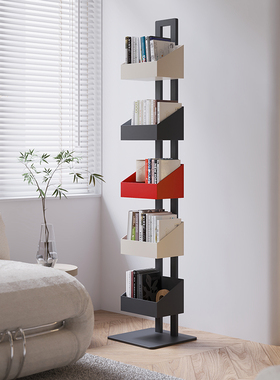 客厅隐形落地书架家用铁艺转角收纳展示架立体儿童多层书柜置物架