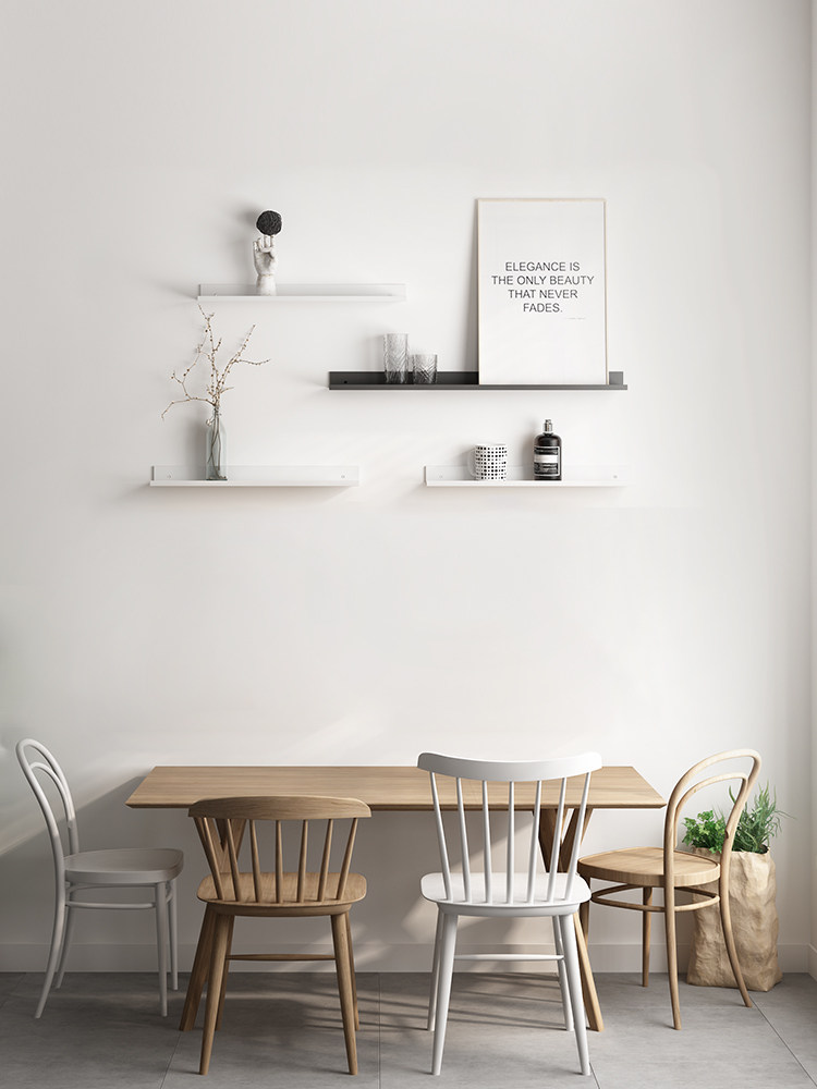 北欧墙上铁艺一字板置物架简约现代电视沙发墙壁装饰架相框架搁板