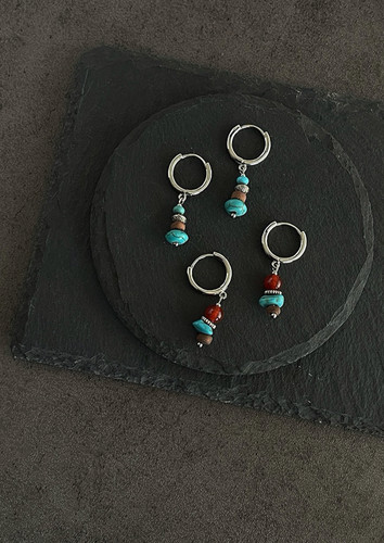Sage Vintage古着Turquoise 藏式绿松石复古耳饰耳环古着配饰