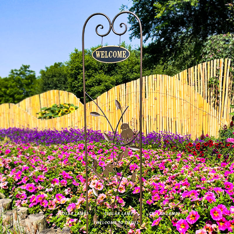 田园风欢迎光临铁艺地插花园庭院布置户外装饰插件爬藤架月季花架