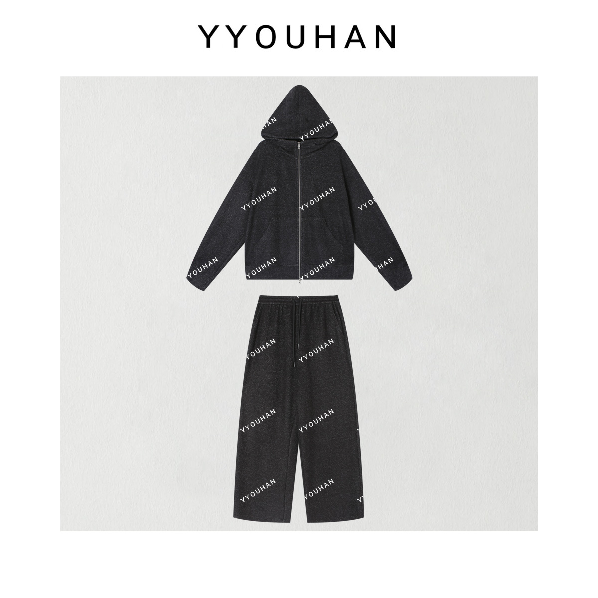 月月 2025秋季加绒厚款连帽卫衣休闲裤糯米两件套 2511C7778