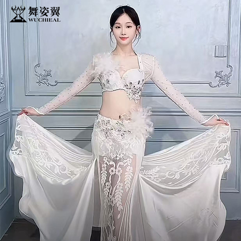 舞姿翼东方舞高级感绝美白色表演服肚皮舞改良修身