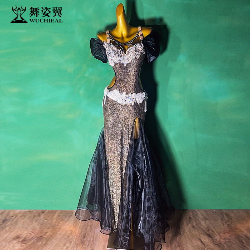 舞姿翼肚皮舞服装舞台表演演出服装修身鱼尾裙高级感连衣裙