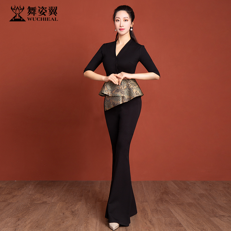 舞姿翼时尚百搭印花休闲新款优雅气质形体训练服舞蹈服套装走秀