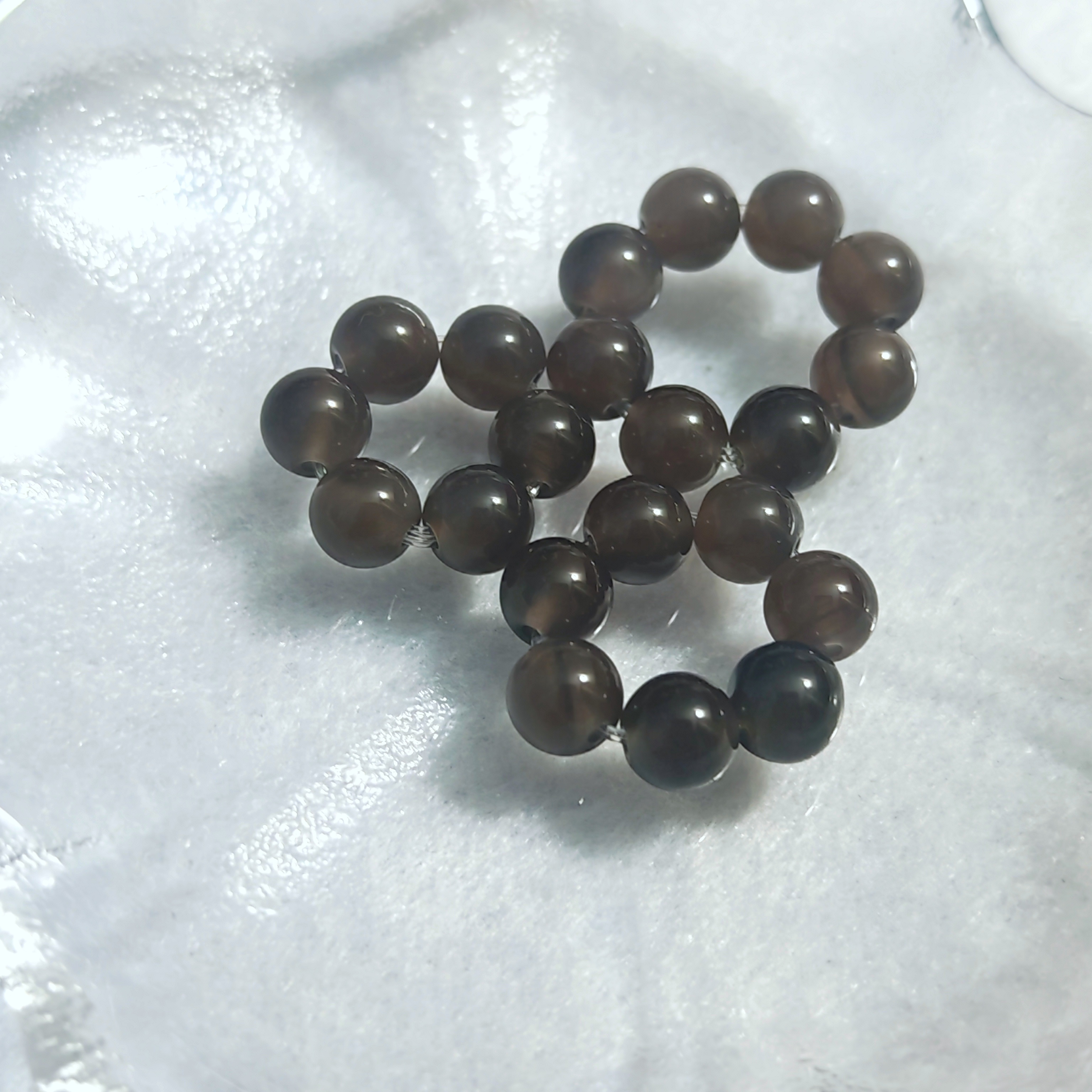 天然冰种黑曜石跑环隔片手工DIY手链项链配件