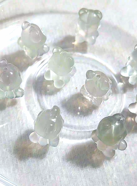 禧芙蓉XFORO烟灰紫雕刻绿萤石蝴蝶结熊上下通孔手工diy配件清仓款