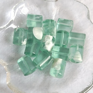 天使石冰透绿海纹桶珠单珠散珠手工项链手链DIY配件