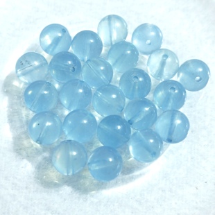 天然冰透圣玛利亚海蓝宝单珠8mm圆珠DIY散珠项链手链手工配件