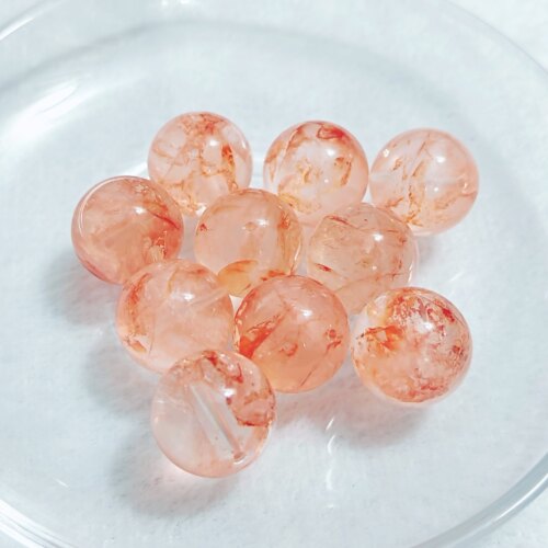 禧芙蓉XFORO冰透橘粉玫瑰胶花橙红胶花16mm-18mm圆珠单珠串珠配件