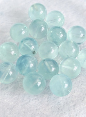 禧芙蓉XFORO海蓝宝冰川蓝碎星光闪闪海蓝宝12mm 圆珠散珠DIY配件