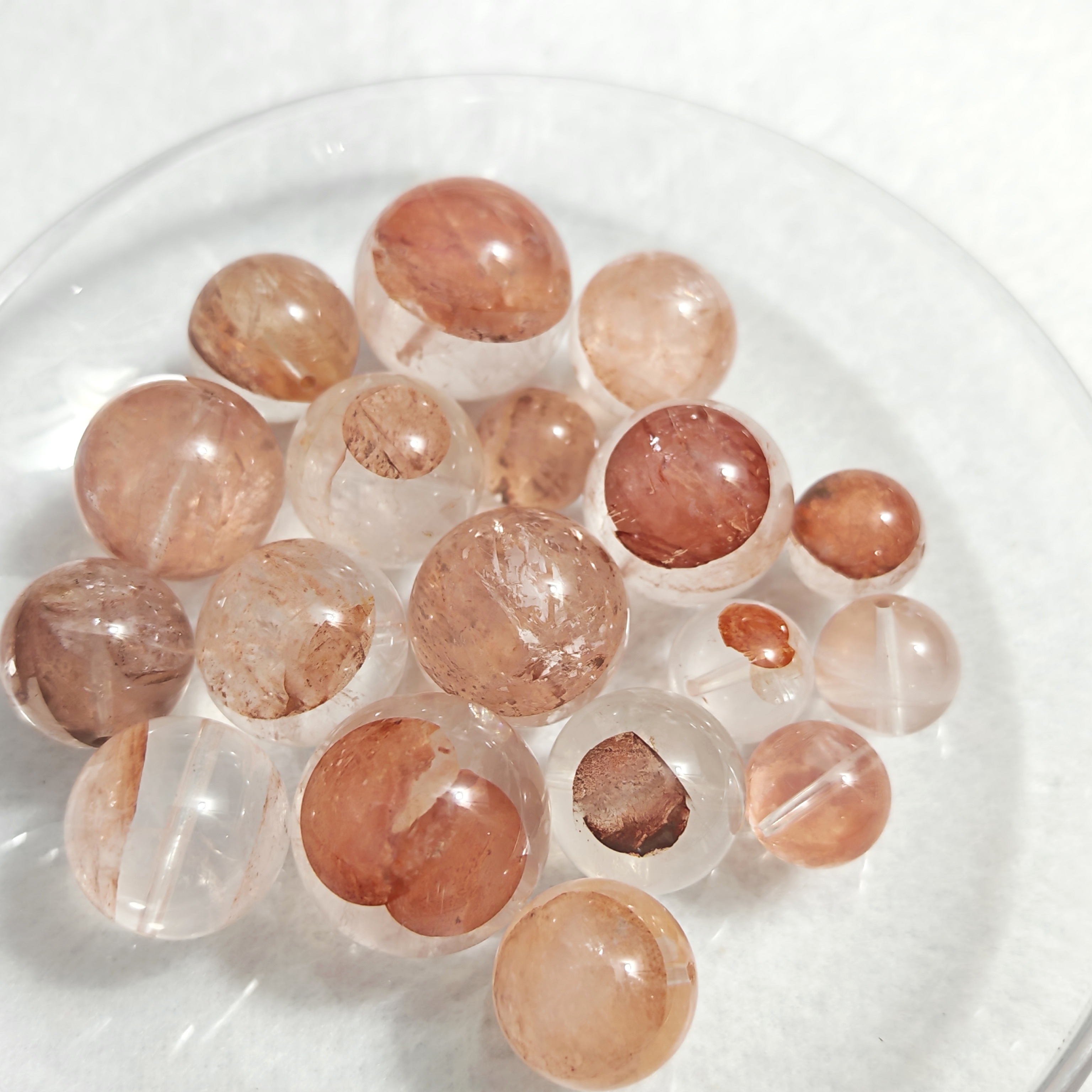 天然冰透干枯玫瑰粉胶花锦鲤胶花红胶花散珠12mm-20mm手工配件